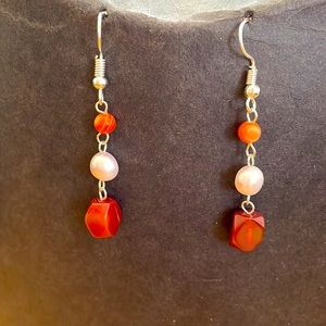 Hand made one of a kind Pearl agates earrings